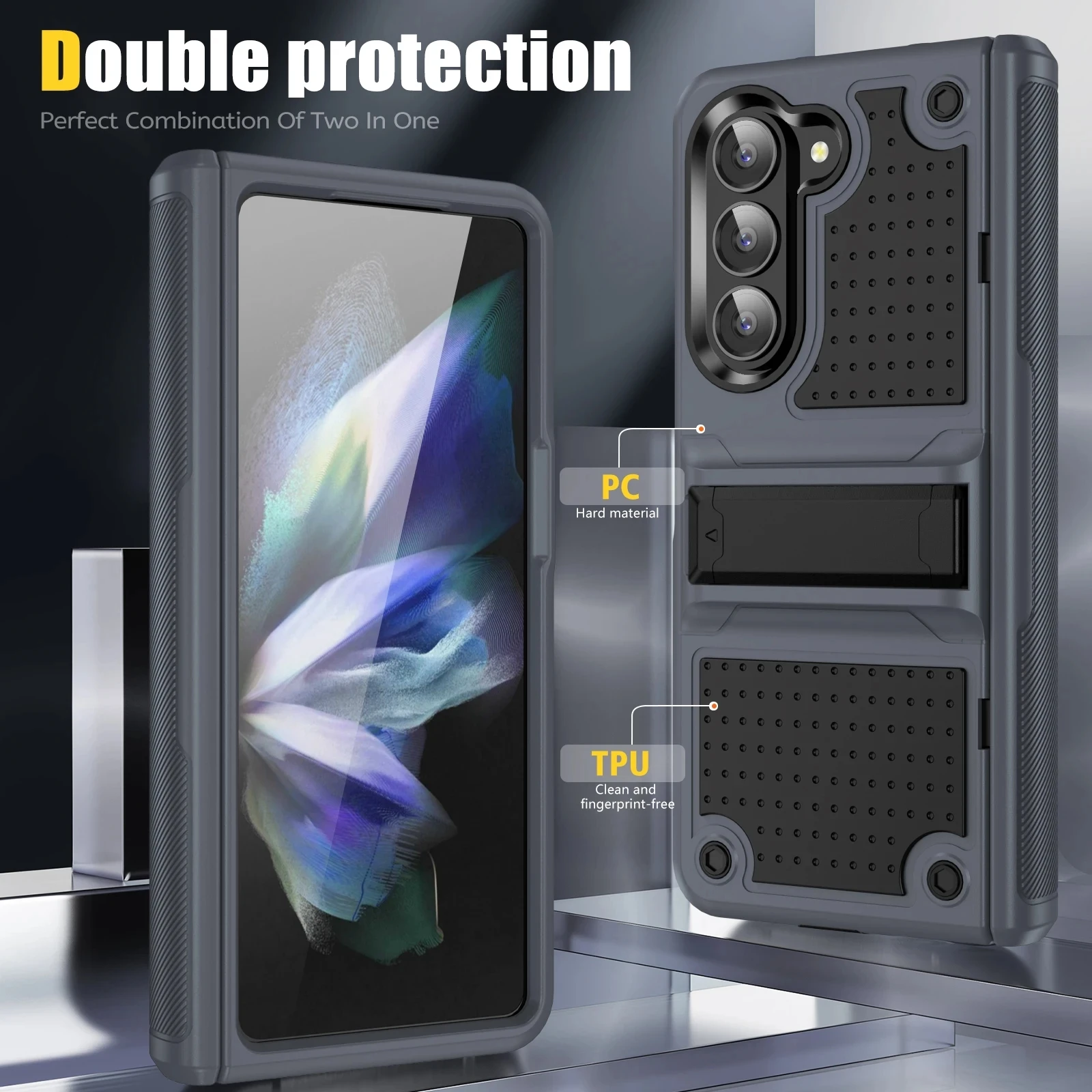 Shockproof Strong Case for Samsung Galaxy Z Fold 6 5 fold6 Fold5 5G Zfold5 Kickstand Hinge Protection Covers