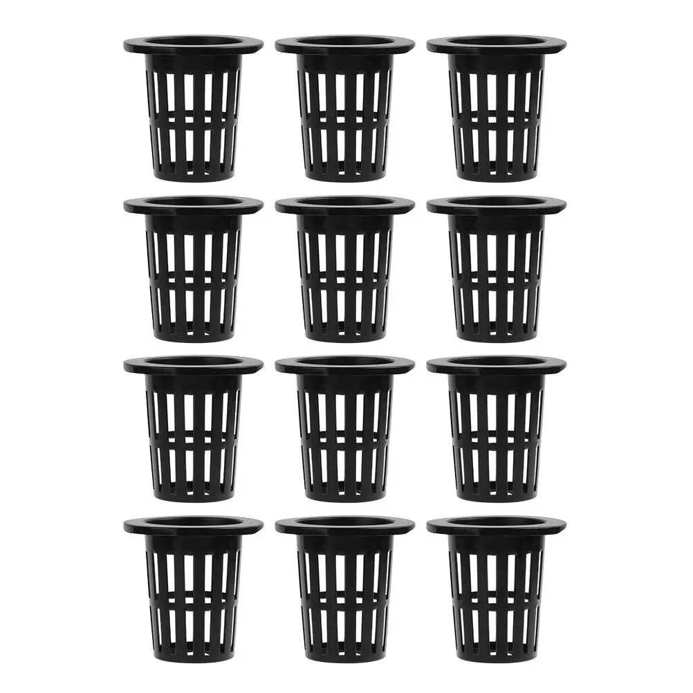 

50 Pcs Hydroponic Plant Grow Basket Black Plastic Mesh Net Pot Durable Corrosion Resistant Stable Promote Growth Healthy Roots