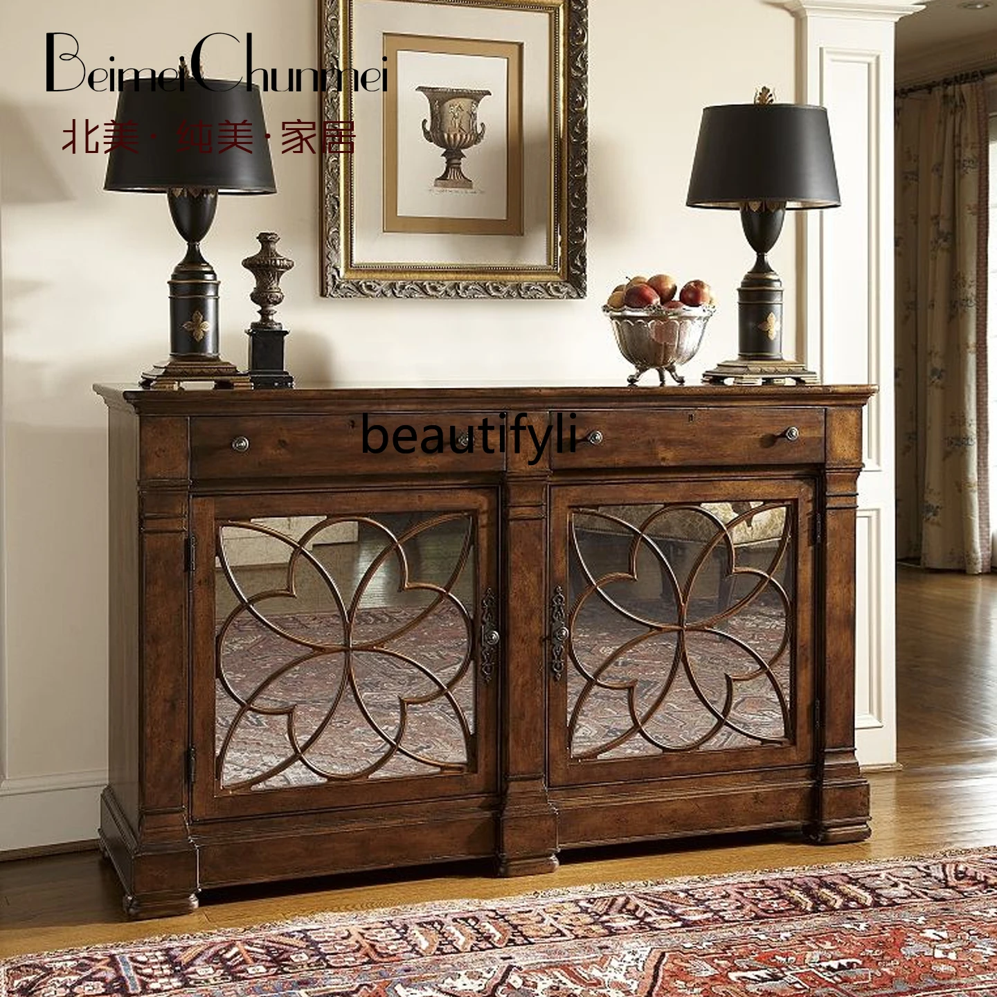 

American Retro Vintage Decor Living Room Storage Cabinet Antique Sideboard