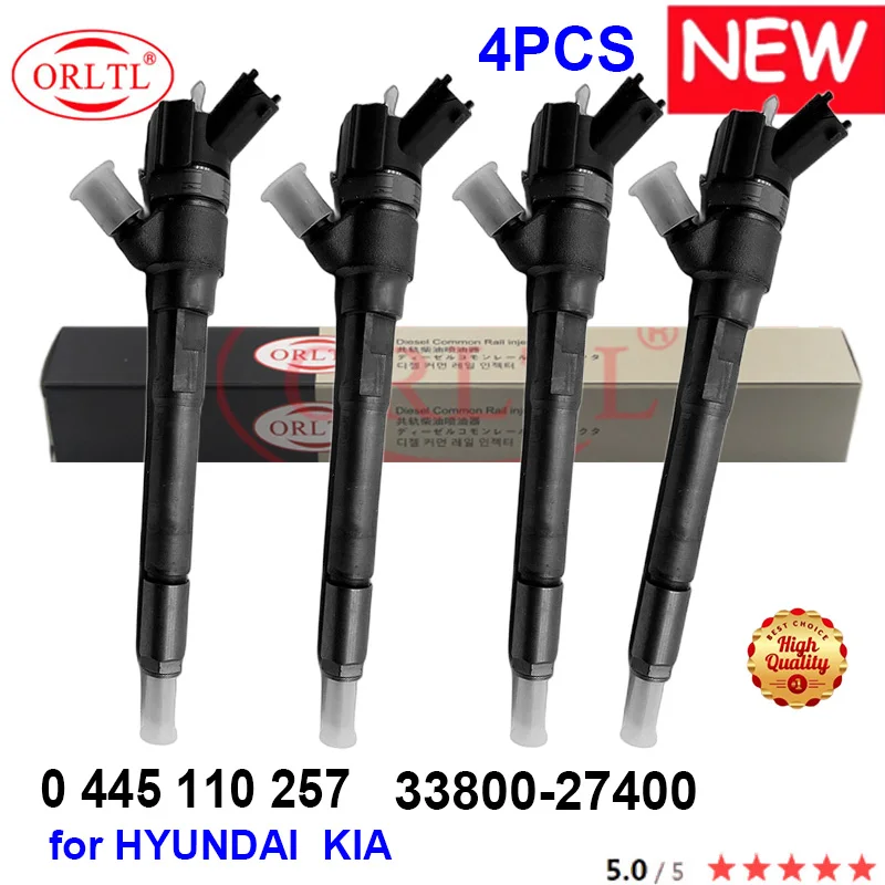 ORLTL 33800-27400 0 445 110 257 New Common Rail Injector 0445110257 3380027400 33800 27400 0986435156 for HYUNDAI KIA 4pcs