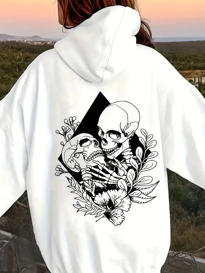 

Gothic Skull Graphic Printing Autumn and Winter Cotton Hoodie for Men and Women Outdoor Street Sports Training Brand Trendy