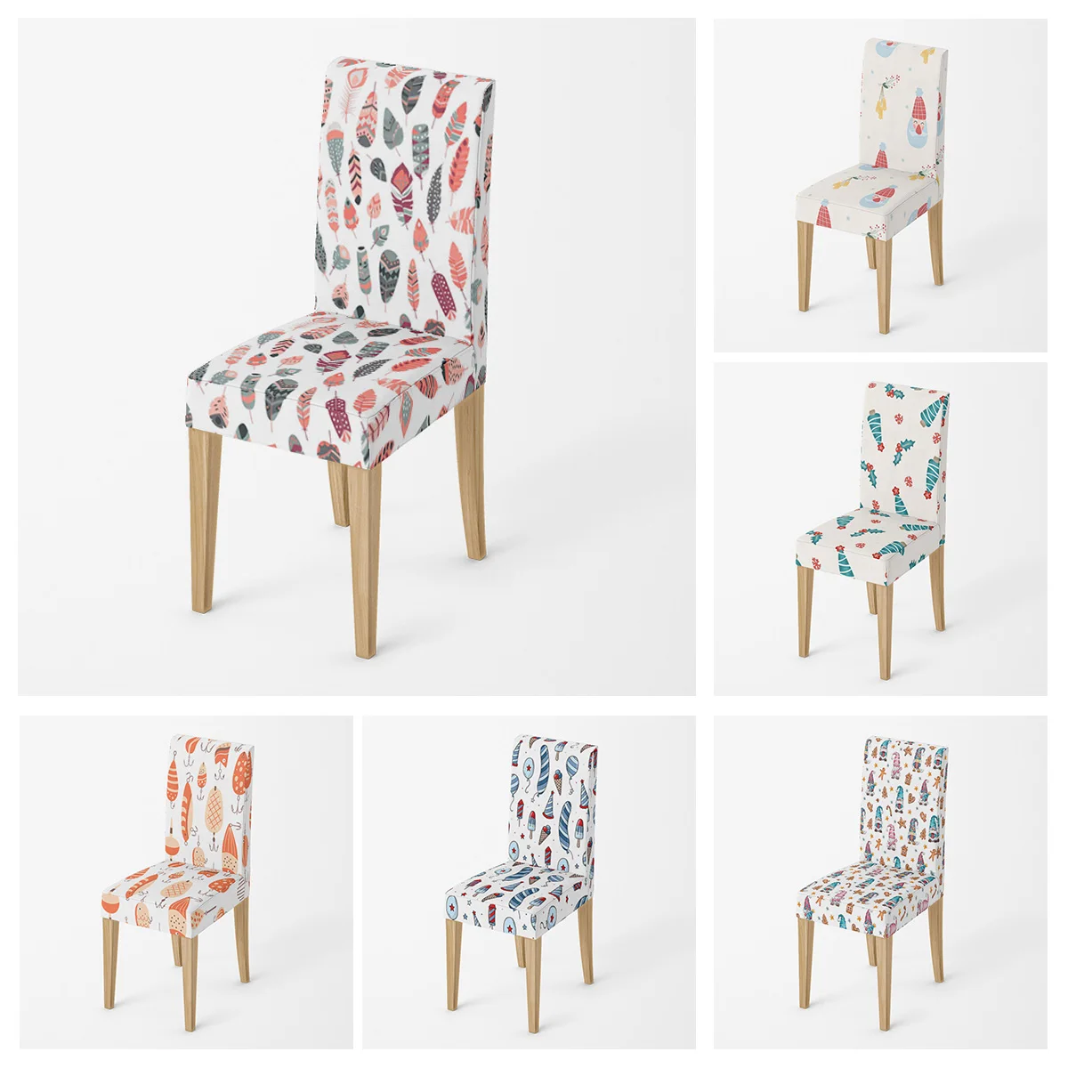 

1PCS Christmas Chair Cover for Dining Room Elastic Seat Cover Chair Protective Case Kitchen Restaurant Banquet Decoration