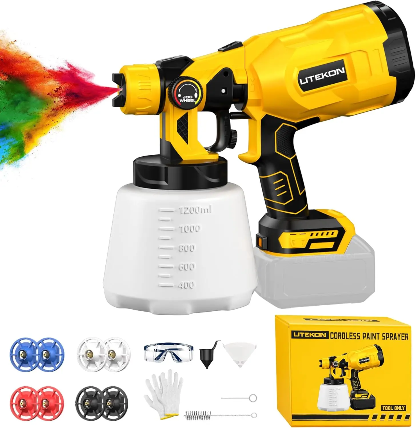 

Пистолет для покраски CordlPaint, совместимый с аккумулятором DEWALT 20V Max, мощный ручной HVLP-пистолет 1000 Вт с высокой производительностью.