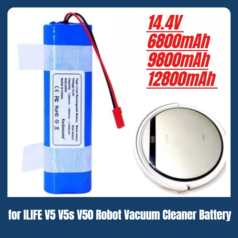 

14.4V 12800mAh Lithium Battery for ILIFE V5 V5s V50 Robot Vacuum Cleaner Battery