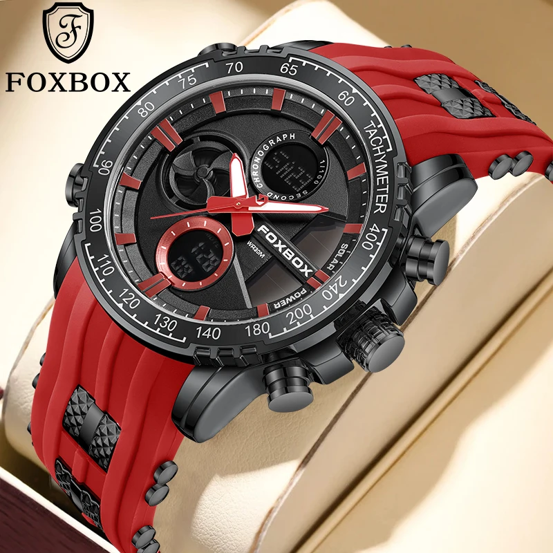 

FOXBOX модные роскошные электронные мужские часы повседневные спортивные мужские часы с двойным дисплеем недели водостойкий хронограф Reloj Hombre