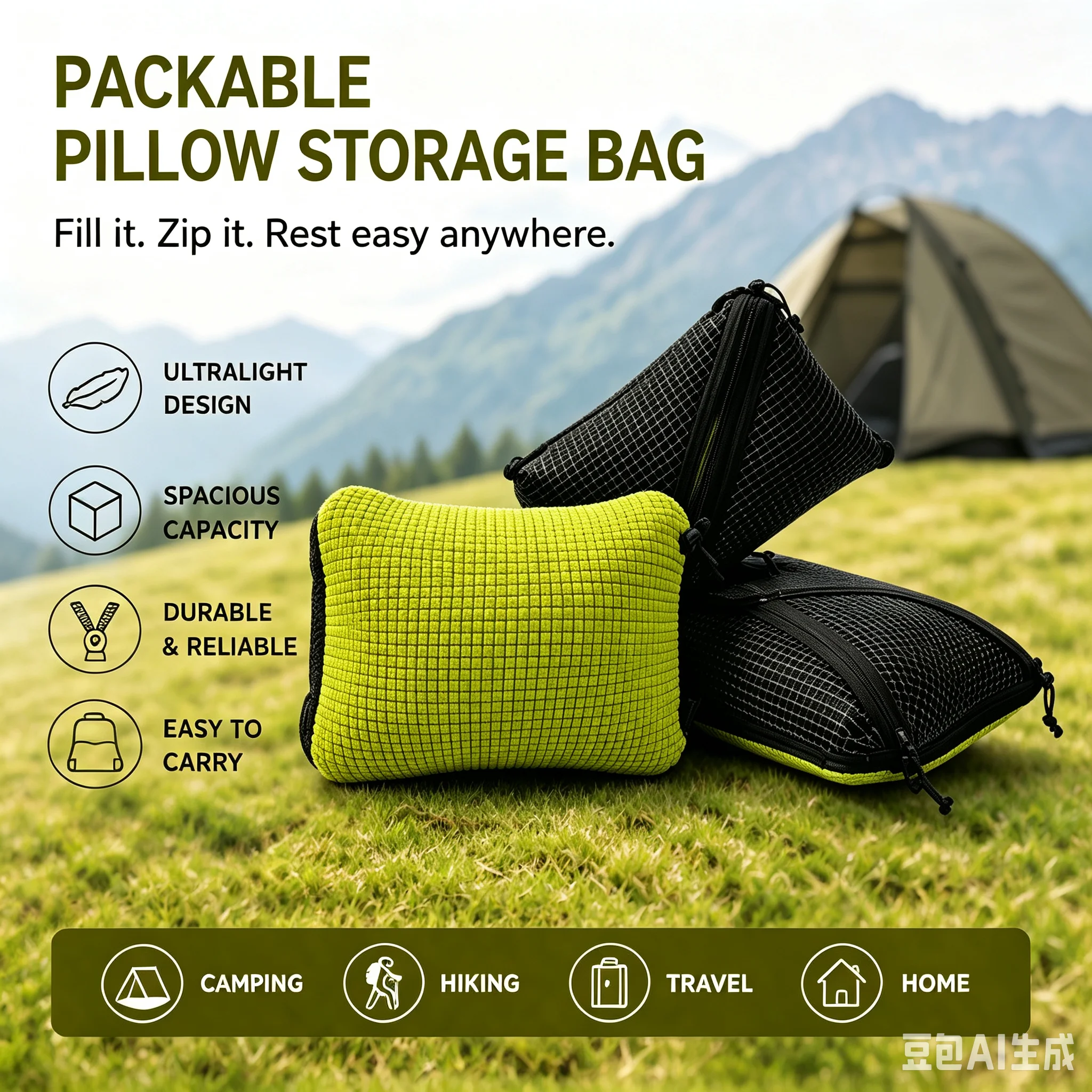 Aufbewahrungstasche & Kissen 2-in-1 UHMWPE Multifunktionale Outdoor-Kopfstütze 53g Dyneema Ultraleicht Wanderer Camping Kissenbezug Aufbewahrungstasche