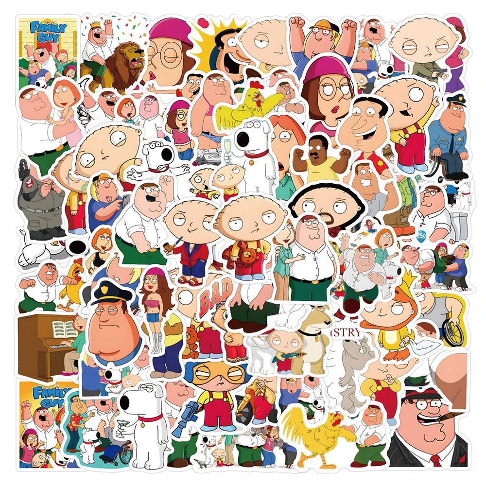 10/30/55/110PCS Family Guy Sticker Cartoon Graffiti decorazione moto Skateboard bagaglio Notebook Water Cup decalcomania impermeabile