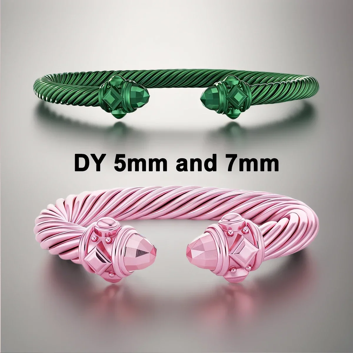 All DY Pulsera de plata S925 para mujer, joyería con cable clásico de 5 mm y 7 mm. El regalo de elección es joyería fina