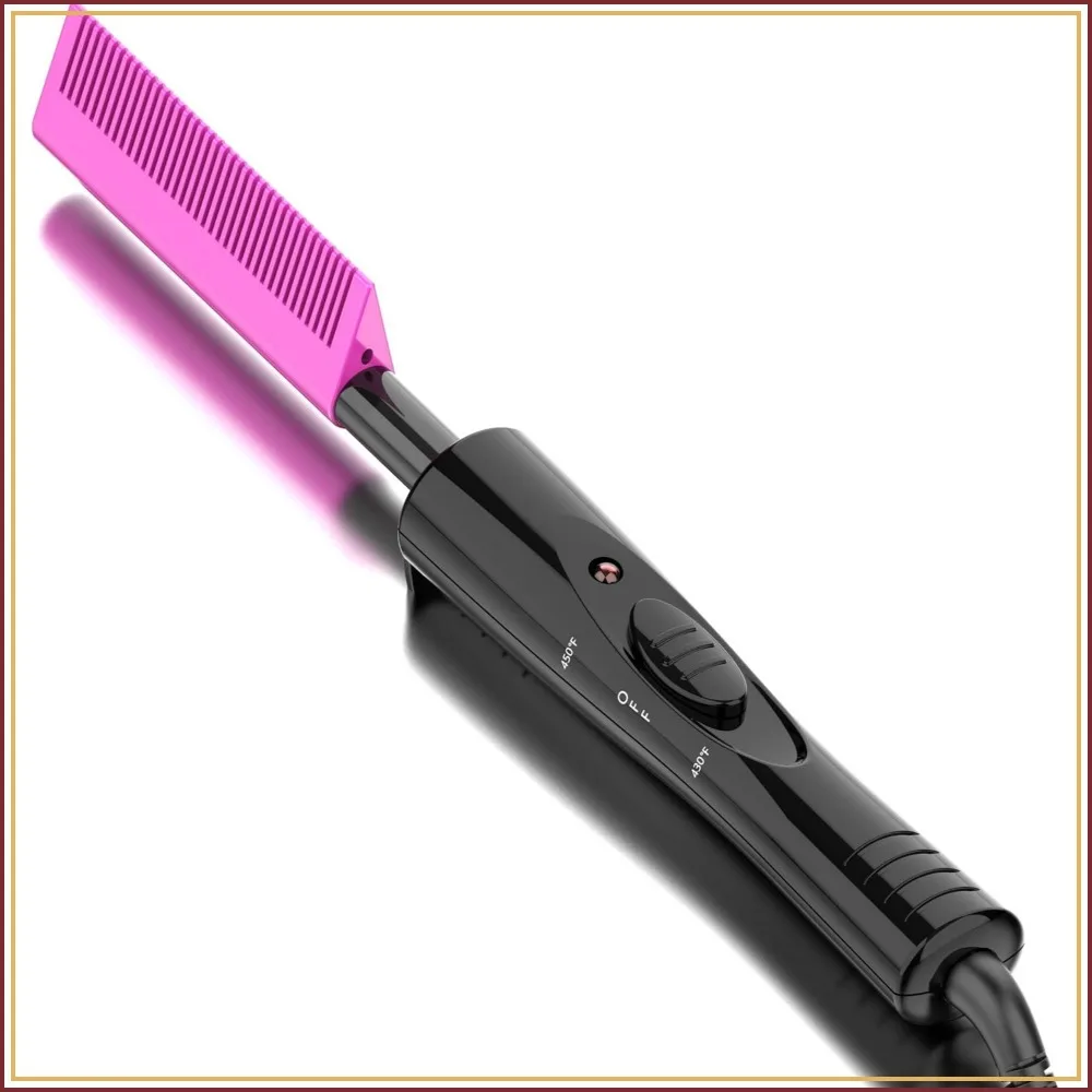 

Dual Voltage Hot Comb, 450°F Ceramic Straightening Comb for Black Hair, Fast Heating for Wigs & Natural Hair
