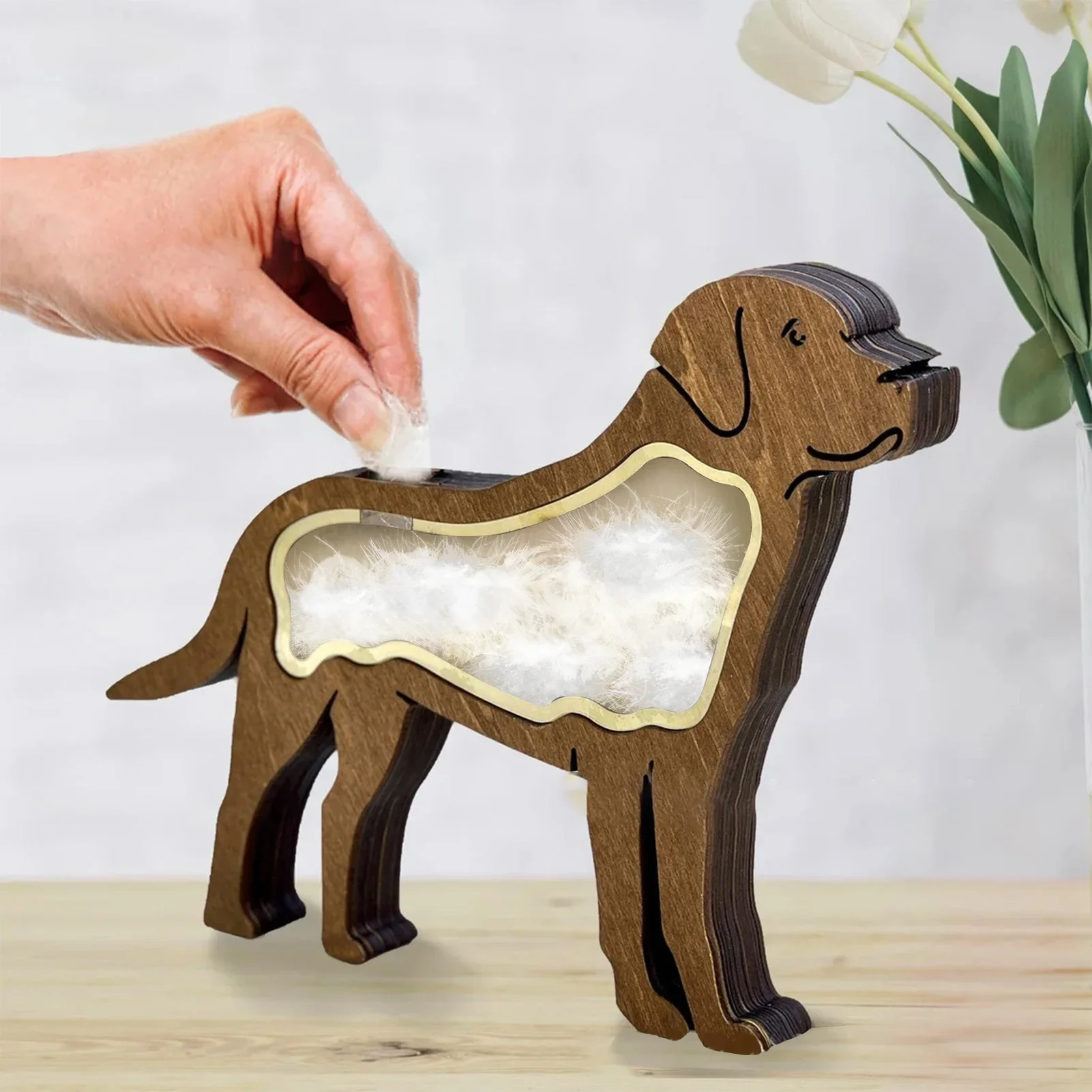 Pet Dog Hair Keepsake Box Animal Pattern Commemorative Box Handicrafts Wooden Box With Animal Motif For Pet Lover Family Friends