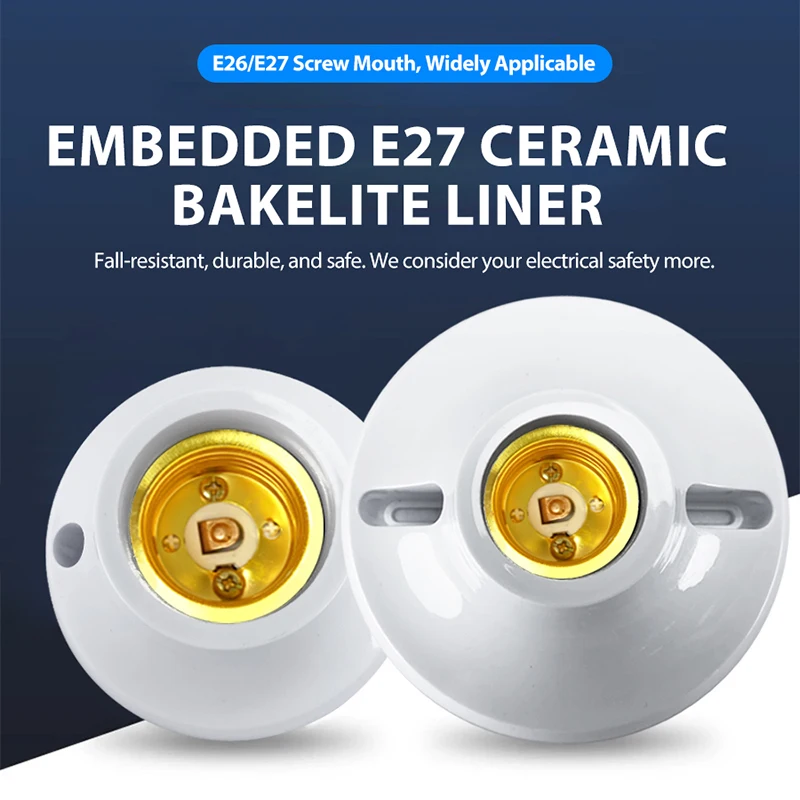E27/E26 Lamp Holder Screw Cap Socket White Ceiling Light Fixing Base Stand Light Bulb Holder