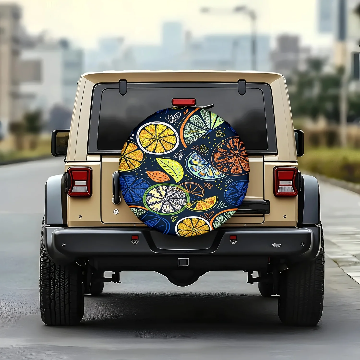 Tropical Citrus Fruit Butterfly Tire Cover Durable Polyester Spare Wheel Protector Outdoor Accessory