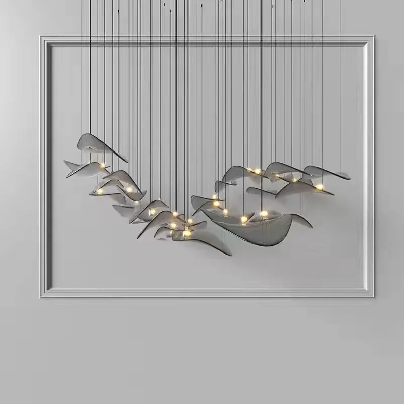 Modern Smoke Gray Glass Lustre Chandelier, Dimmable Hardware Pendant Lamp for Living Room & Villa