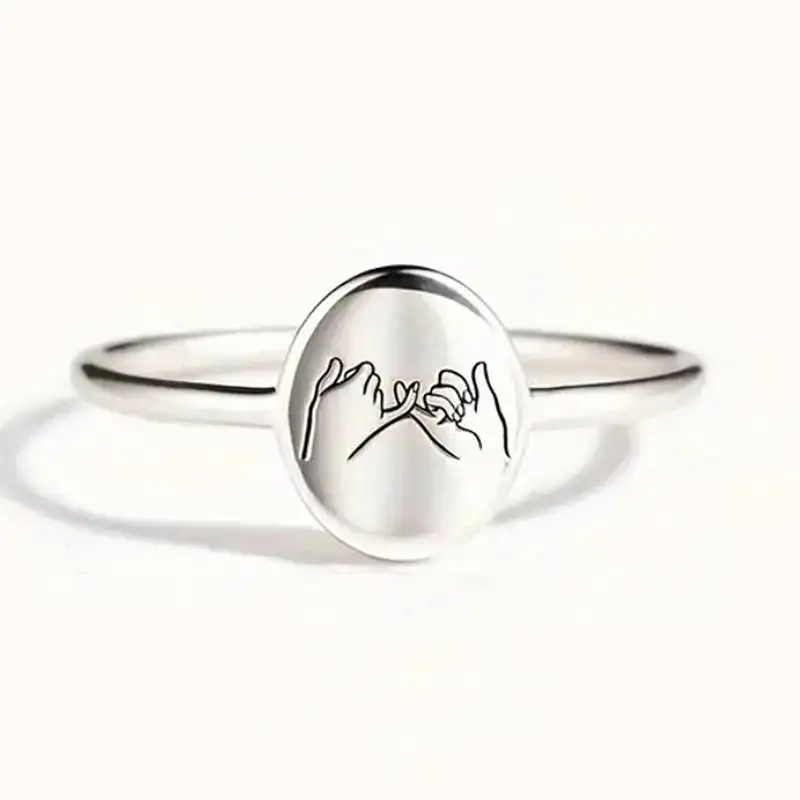 Huitan Promise Lady Ring Hand in Hand Muster Party Geburtstag Hochzeit Elegante Accessoires Einfacher Stil Metall Modeschmuck Geschenk