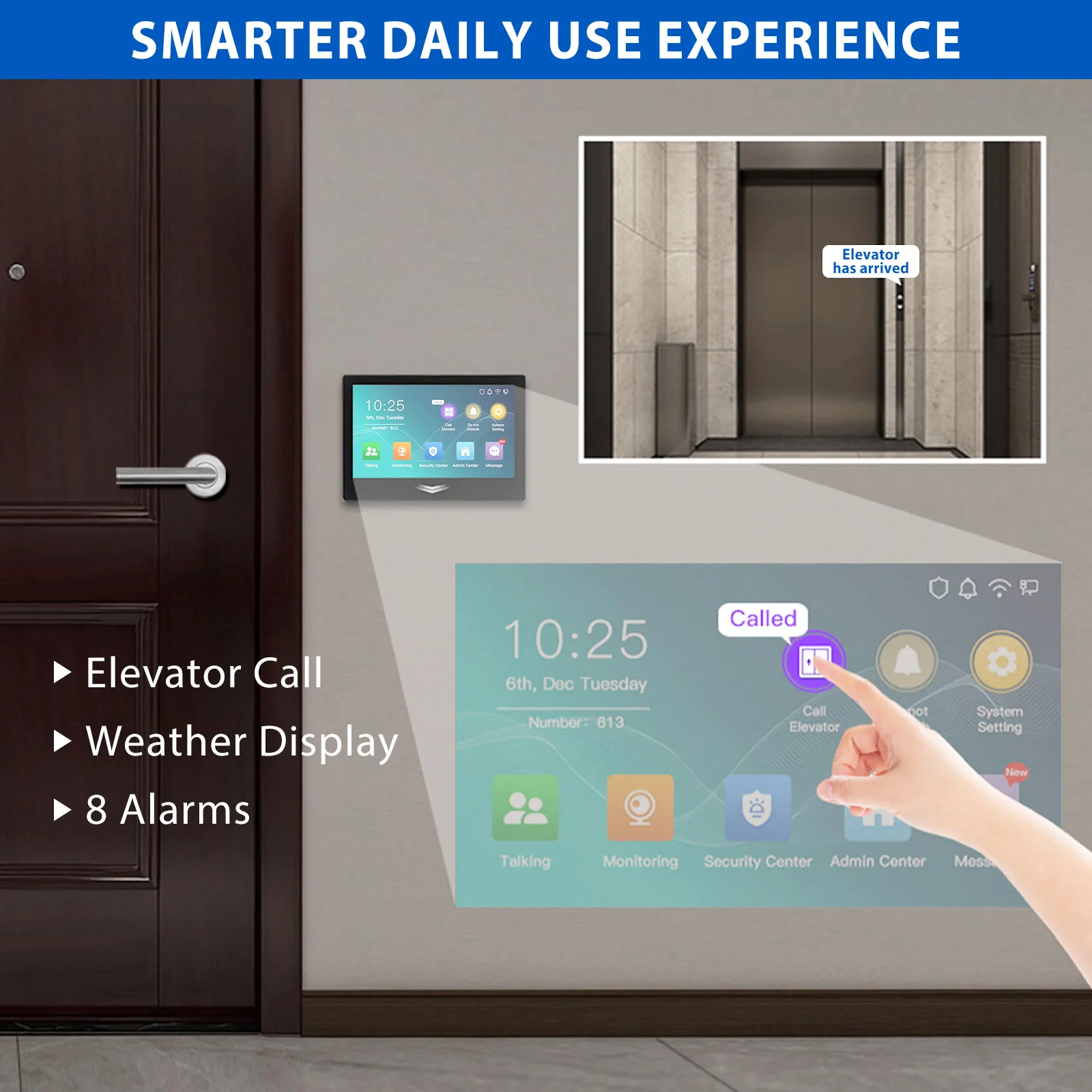 Smart 4.3"/7 Inch Touch Screen Video Intercom Indoor Unit, POE & WiFi, WEB Management, Alarm Input Output, Easy Installation