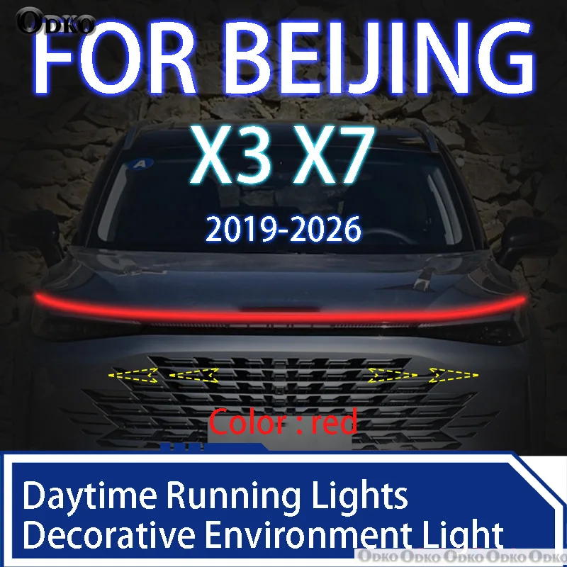 

For BEIJING X3 X7 2019-2026 Newly upgrade LED Daytime Running Light Scan Starting Car Hood DRL Guide Decorative Ambient Lamp 12V