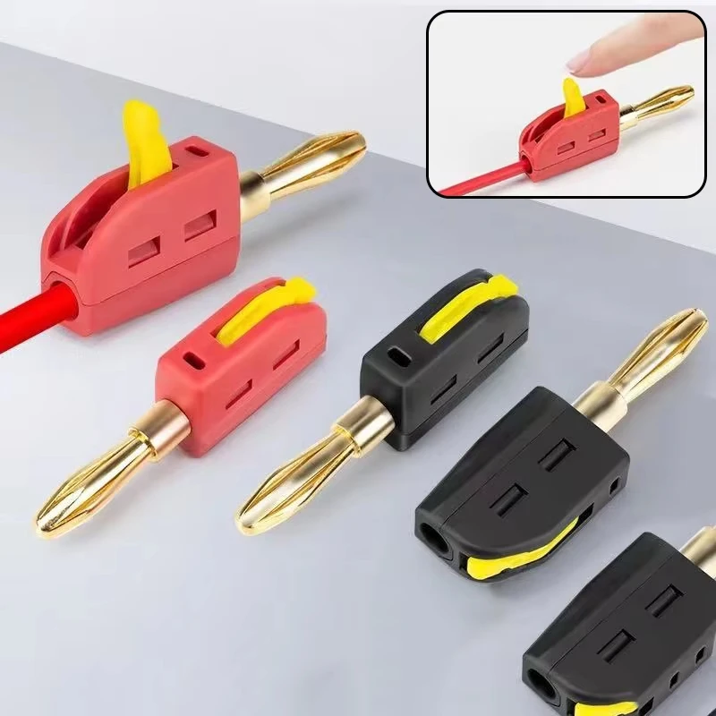 Lötfreier Bananenstecker 4mm 32A, Schnellverbinder aus hochstromfestem Messing mit Goldbeschichtung für Audio-Lautsprecher, Verstärker, tragbares Hi-Fi-Gerät, Premium-Qualität, einfache Installation, langlebig und zuve – Detail 11
