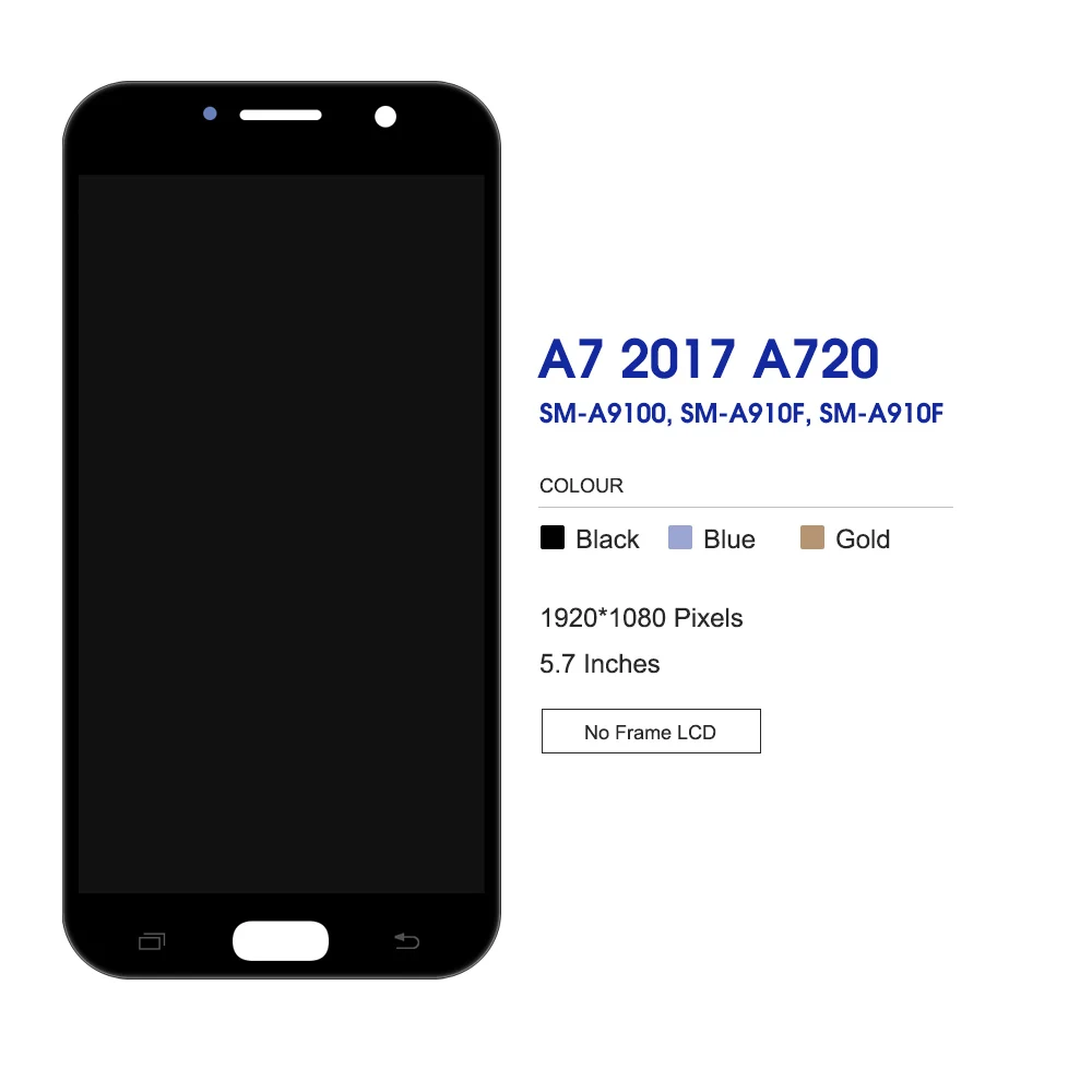 5.7 pollici per Samsung A7 2017 display A720 A720F A720F/DS Display LCD touch Screen Digitizer A720F schermo lcd regolare TFT