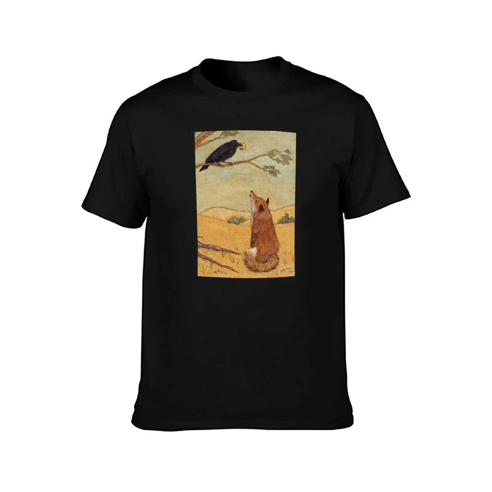 Aesops Fable the Fox and Crow T-Shirt t shirts for man pack cotton T-Shirt