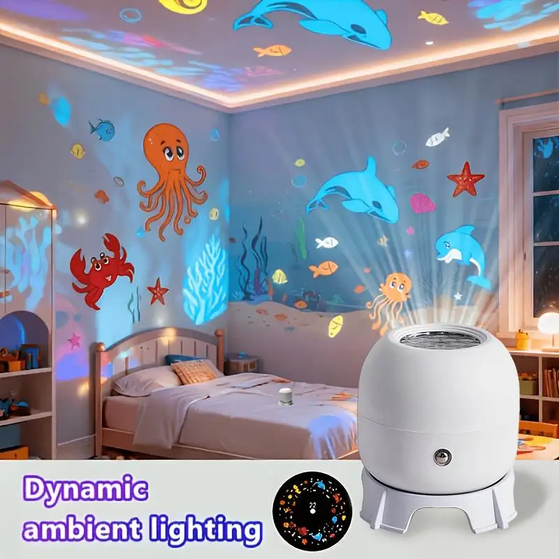 LED Ocean Projector Light Dynamic Rotating USB Powered Night Light Ambient Mood Lamp for Wedding Birthday Party Decor