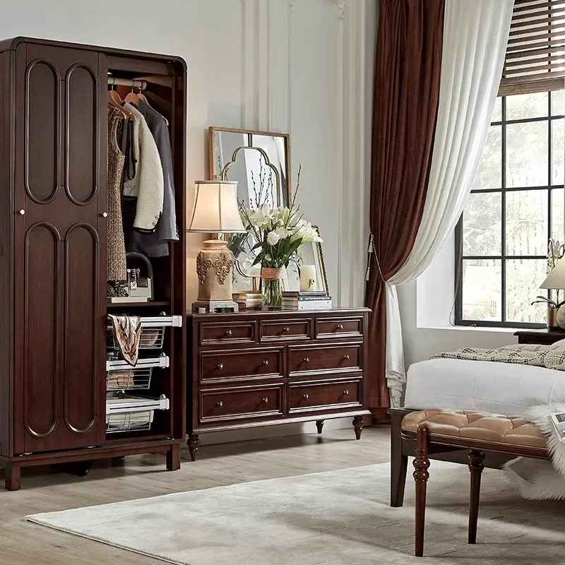 غرفة المعيشة الفرنسية الرجعية الخشب الصلب الصدر الأسود سبعة خزانة الصدر المطبخ الطعام خزانة جانبية خزانة غرفة النوم خزانة #5