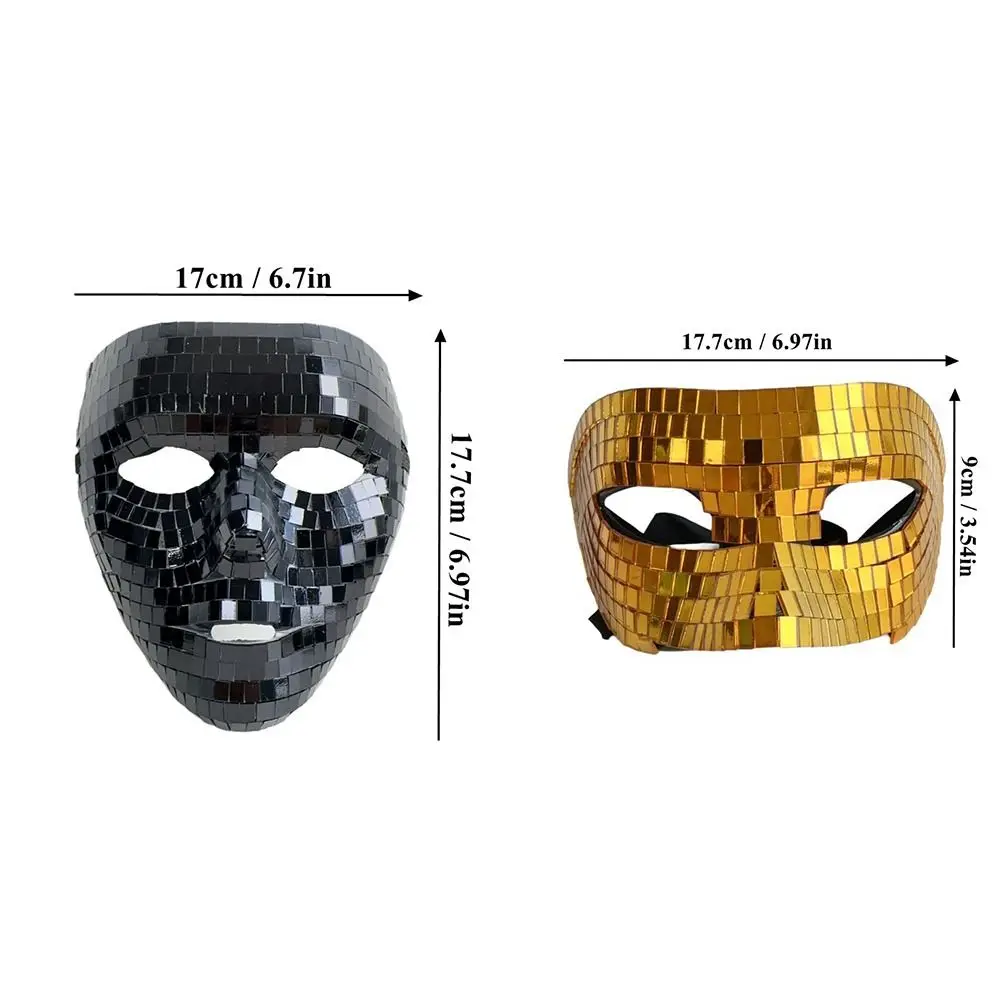Bola de mascarada Simple, máscara facial con espejo brillante para hombre y adulto, máscara de cara completa para Club nocturno, suministros para fiestas, máscara para ojos, decoración para el hogar y DJ para niña
