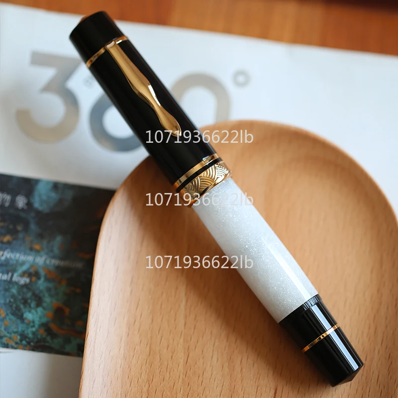 MAJOHN P139 Orange Color Large Piston Fountain Pen No.8 F/M Nib Hard Rubber Tongue All-copper Structure Writing Gift Pen