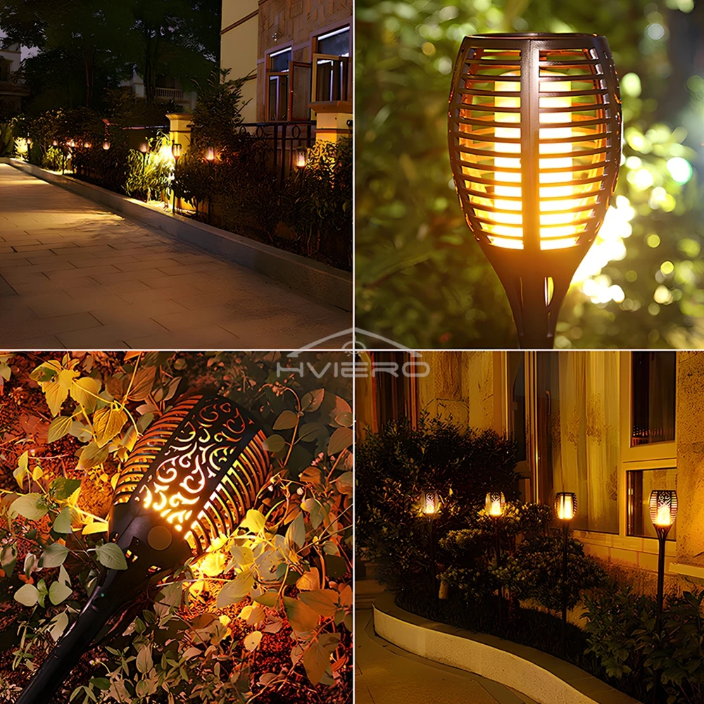 1/2/4/6/8/10/12X Luzes de tocha de chama solar 12LED cintilação à prova d'água decoração de jardim ao ar livre gramado caminho quintal pátio lâmpada de assoalho