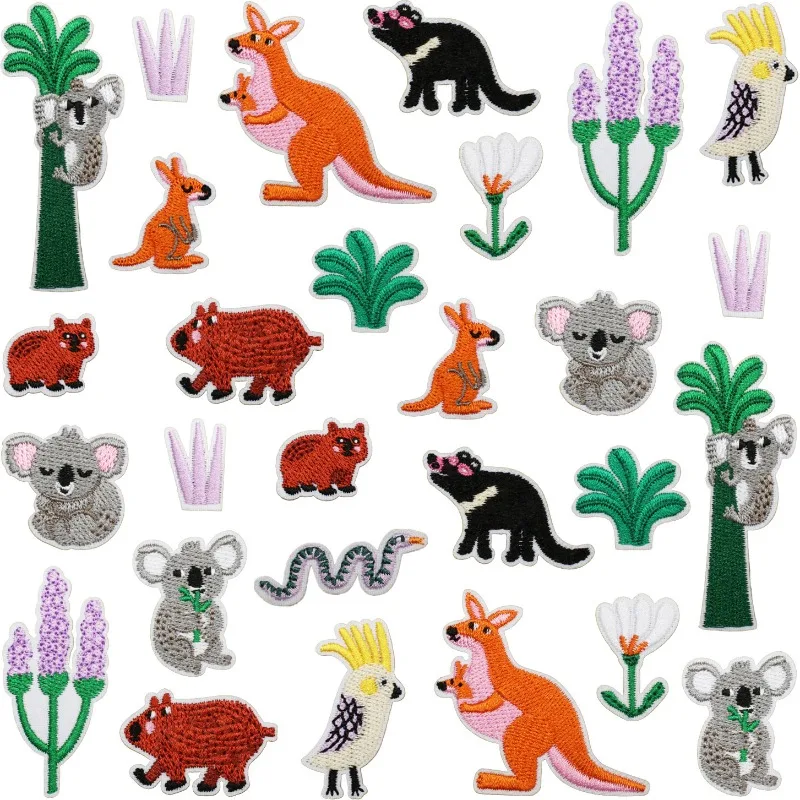 

New Cartoon Animals Koala Parrot Snake Kangaroo Sew Iron on Embroidery Patch Stickers Applique DIY Clothes Jeans T-shirt Bags