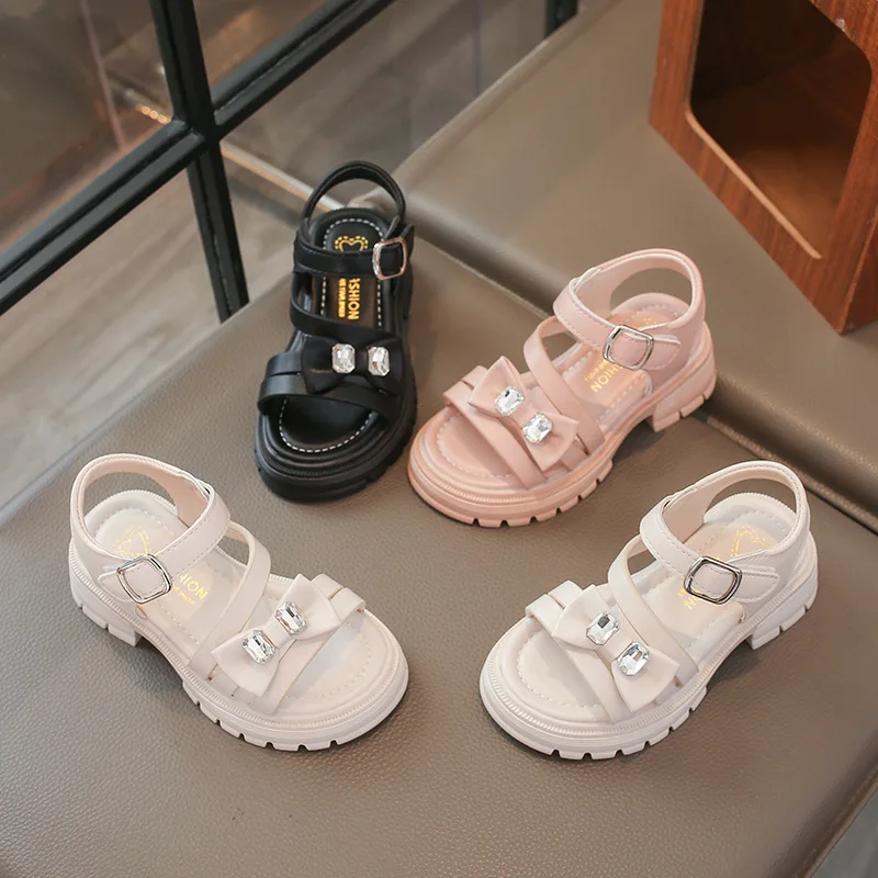 Girls Sandals Summer New Thick-soled Roman Shoes Princess Open-toed Soft-soled Beach Shoes Sandals