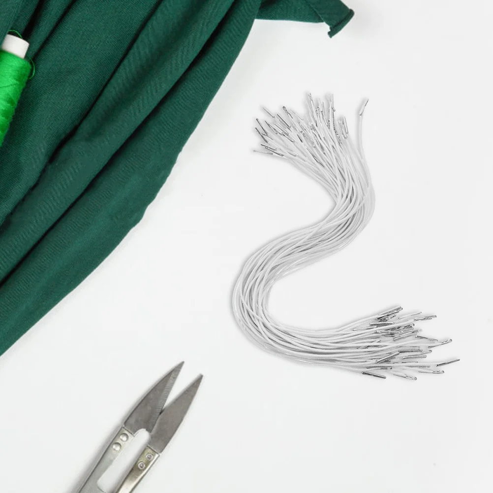 

100Pcs Hoodie Drawstring Cord Adjustable Elastic Cord Metal Tips Party Crafts Mask Strings DIY Elastic Bands Bead String