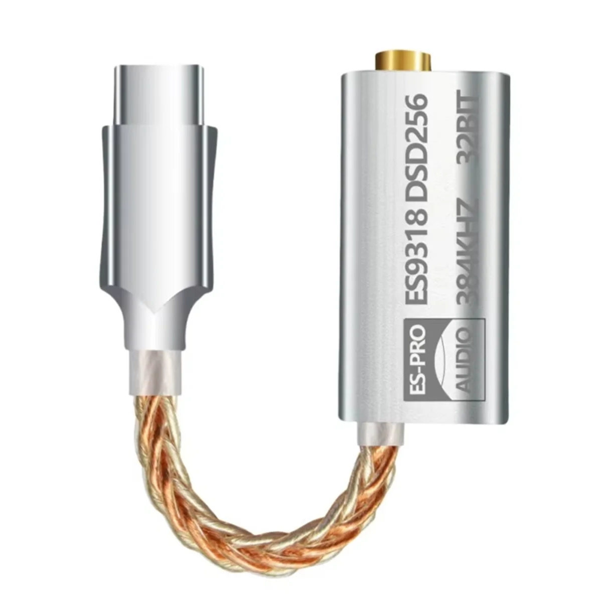 A20M 업그레이드 Es9318 Type-C Amp Hifi Usb-3.5Mm 어댑터 32Bit/384Khz Dsd256 180Mw 출력 Cnc 금속 하우징