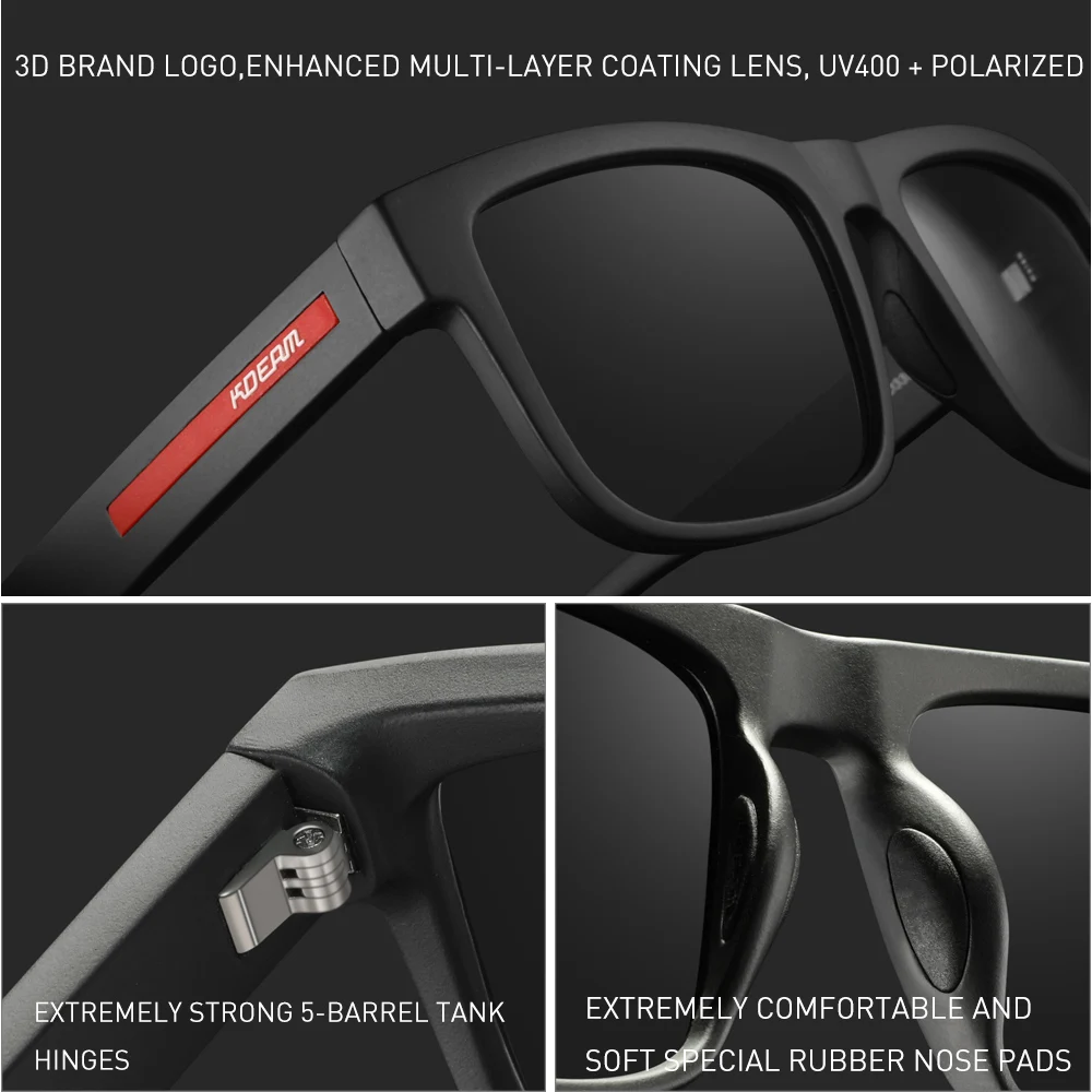 KDEAM New Fishing Sunglasses For Men Polarized And UV400 Protection Lens With Carrying Zipper Case KD335