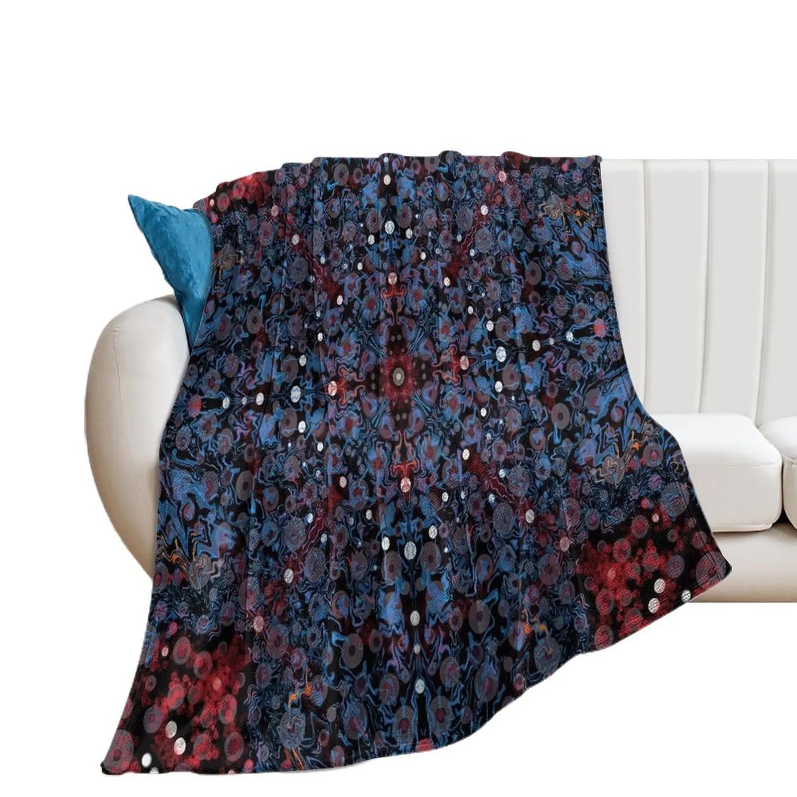 Symmetry in Crimson and Blue Throw Blanket Hair sofa bed funny gift Furrys Blankets