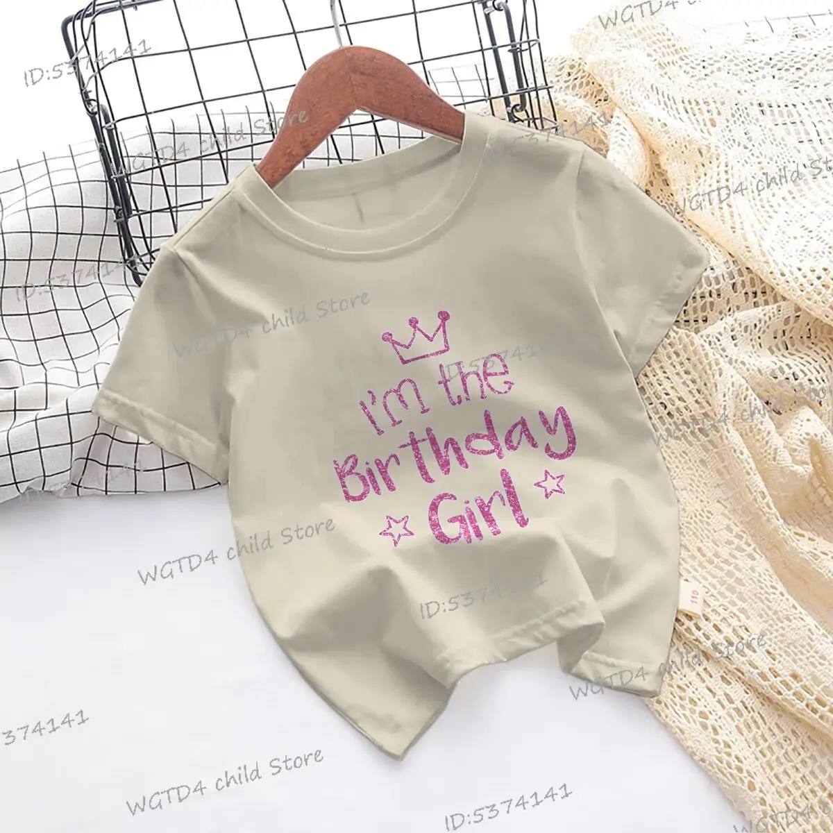 تي شيرت مطبوع عليه حروف I'm The Birthday Girl تي شيرت مطبوع عليه حروف سباركلي للفتيات هدية عيد ميلاد مضحكة من القطن ملابس للفتيات الصغيرات