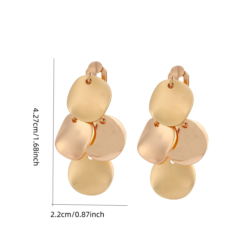 Fashion in Europe and The United States Temperament Large Round Piece Clip on Earrings for Women Girls Ear Jewelry