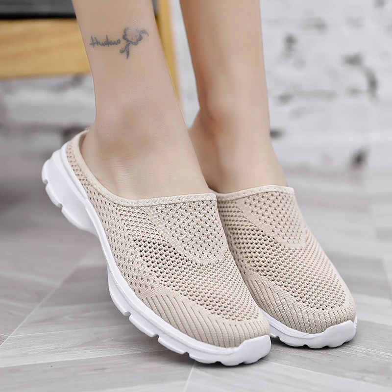 Men Summer Mesh Walking Loafers Women Light Slipper Sports Outdoor Flat Shoes Breathable Fitness Sneakers Soft Size 35-48