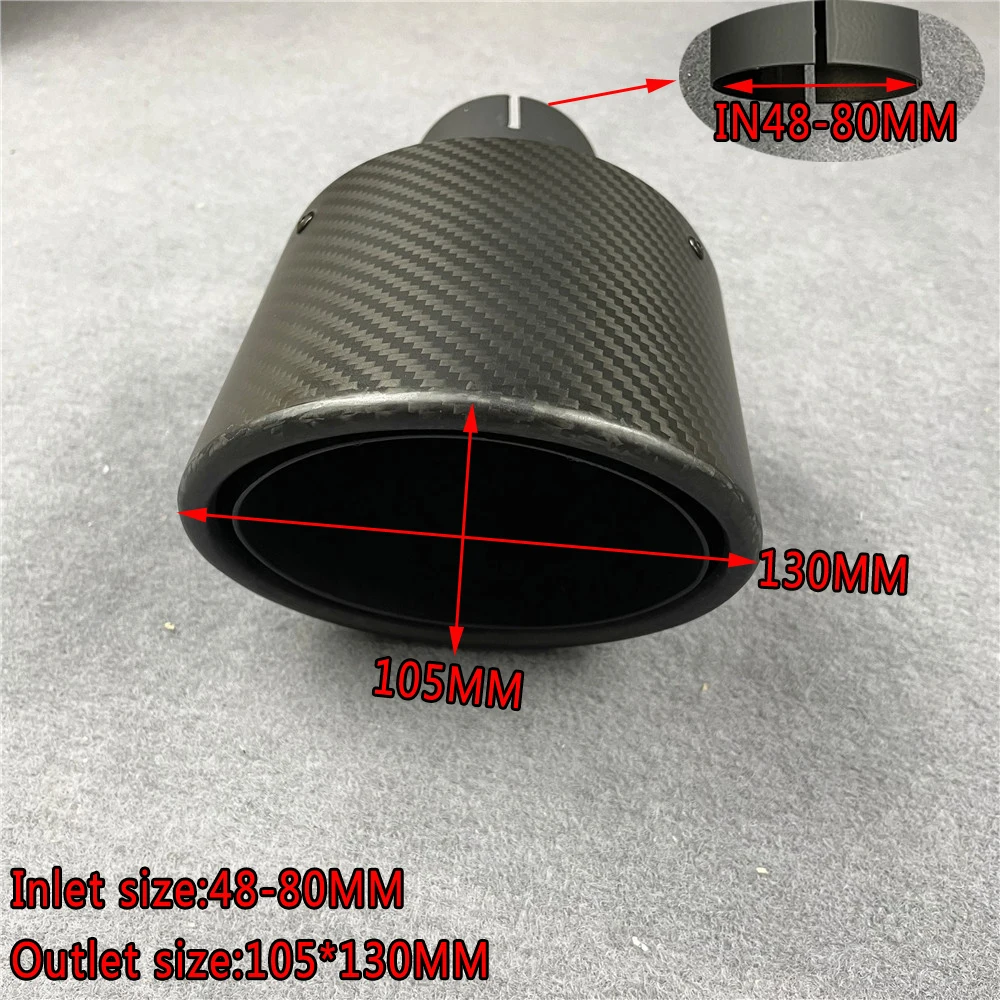 1 PC Big Oval Exhaust Pipe Carbon Fiber Stainless Steel Outlet 105*130MM For Akrapovic Muffler Tip Rear Nozzles Car Accessories