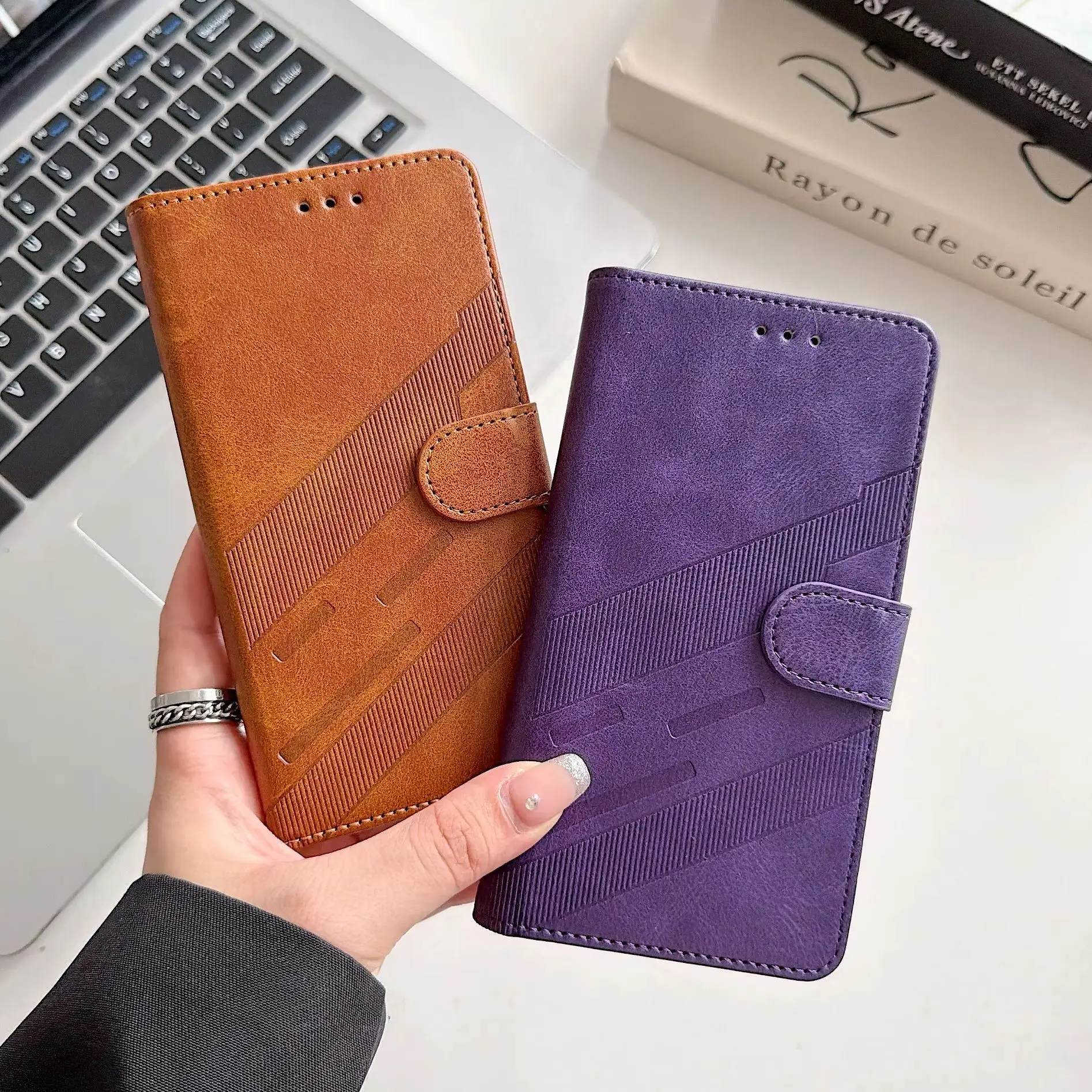 Flip Wallet PU Leather Phone Case For iPhone 17 E 16 15 14 13 12 11 Pro Max Plus Card Slot Bracket Business Matte Protect Cover view 4