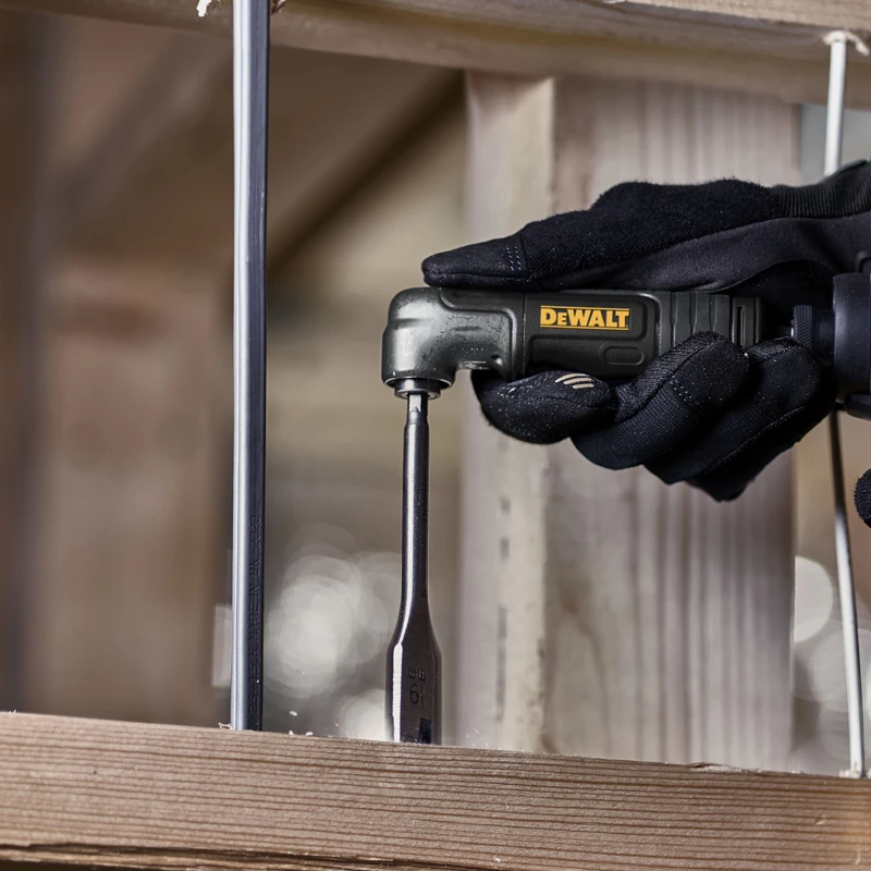 DEWALT DWAMRASETFT Right Angle Drill Adaptor 4-in-1 Black PLUS High Hardness Soft Axis Power Tool Attachments