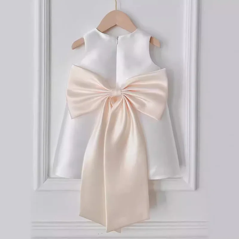 Girls Temperament Princess Dress High-end Korean A-line Bow Dress One Year Old Girls Baby Birthday Party Dress