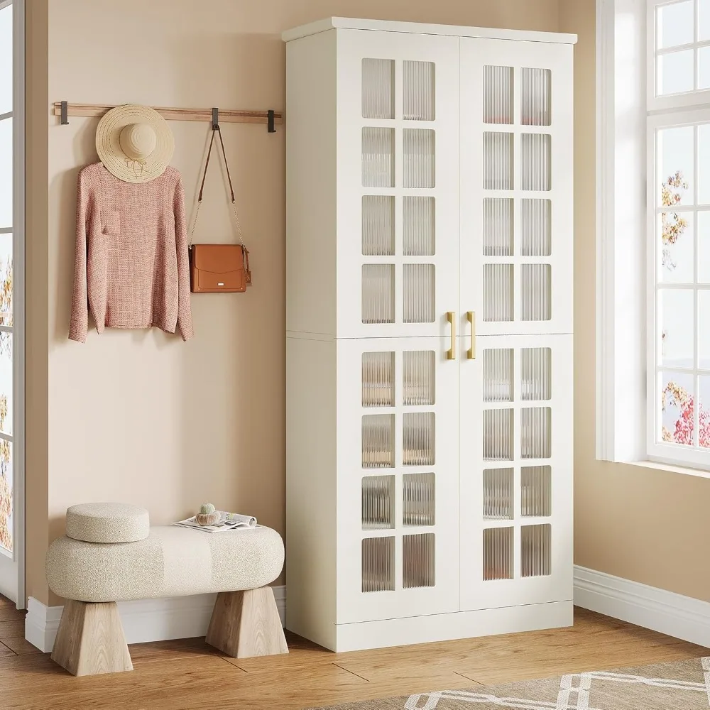 71-Inch Tall Shoe Cabinet with 8 Adjustable Shelves and Door, Modern Shoe Storage Organizer