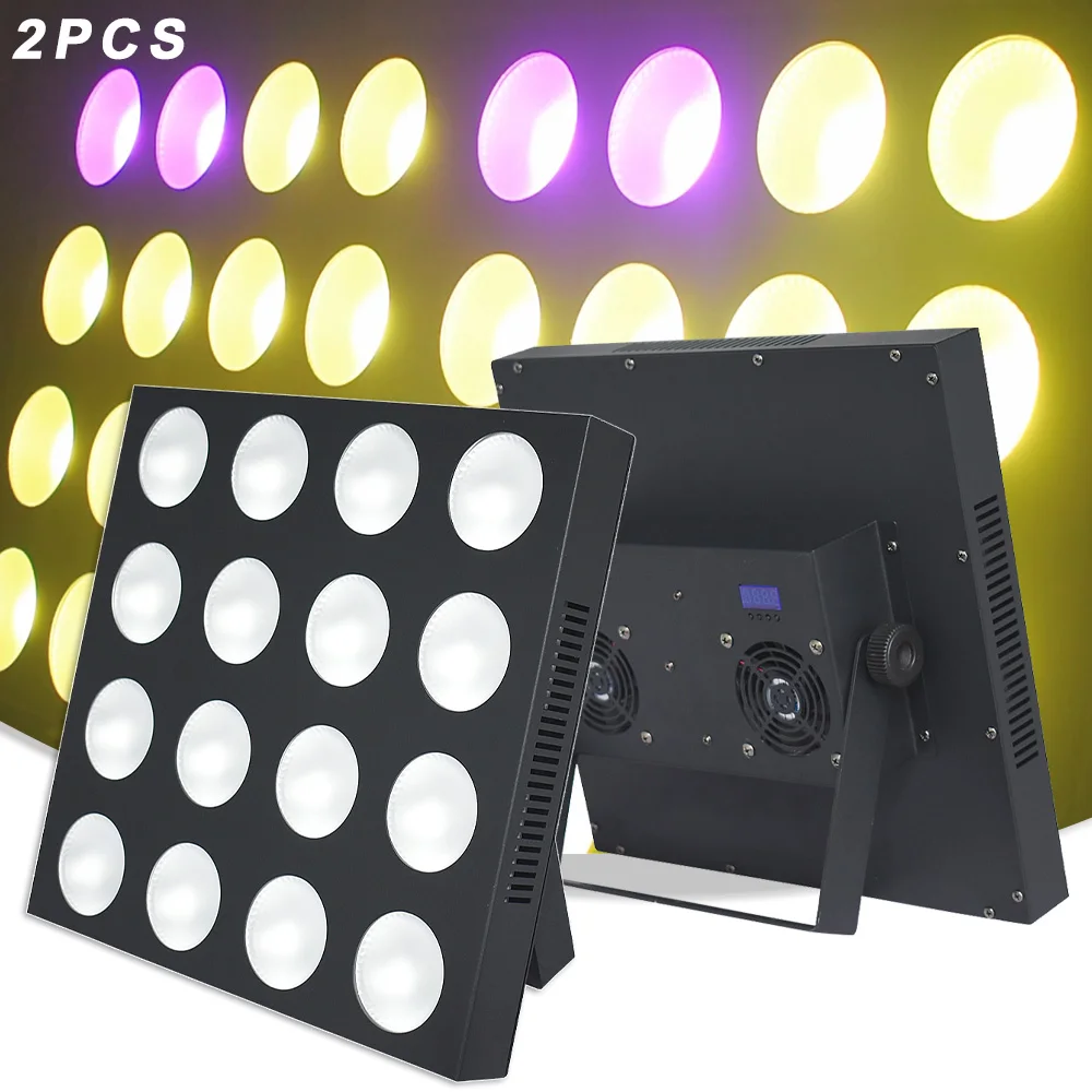 2PCS RGBW 4in1 LED 16x12W Matrix Wash Effect Strobe Lighting DJ Disco Party Dance Floor Wedding Club Decoration Bar Stage Lights