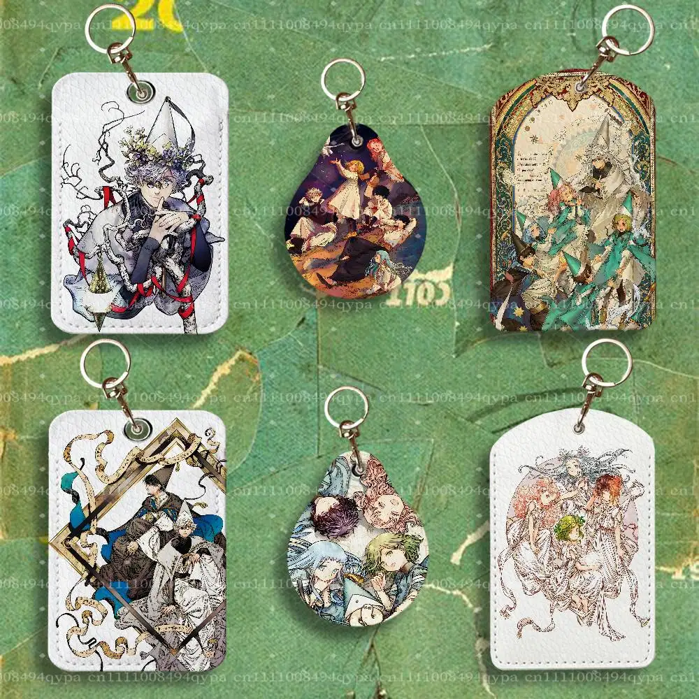 W-Witch Hat Atelier Anime PU Leather Card Holder with Keychain ID Card Holder Protective Cover For Credit Bus Subway Card