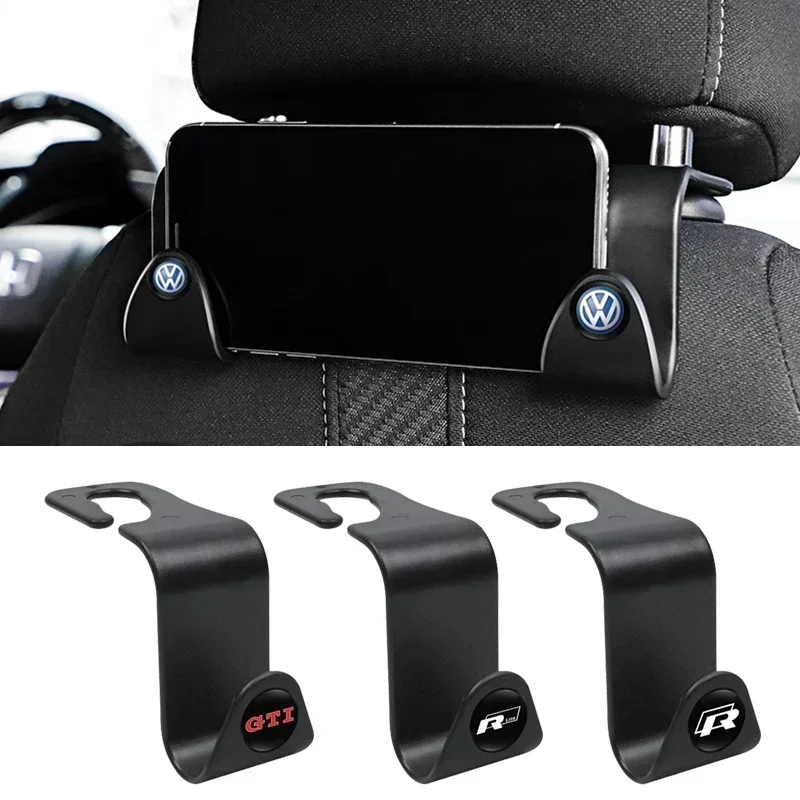 

Car Emblem Seat Back Storage Hook Organizer Holder For VW GTI Polo Golf Passat Tiguan Arteon Touareg CC Taigo Caddy T-ROC Beetle