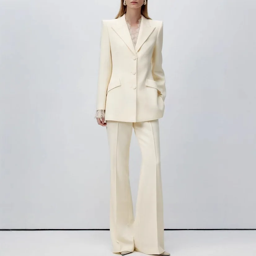 

Long Sleeve Formal 2 Piece Blazer Set Casual Office Work Office Lady Jacket Outfits Women Fall Business Pant Suit