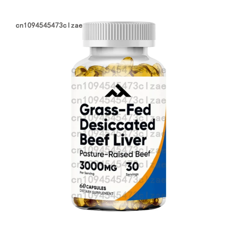 

Grass Fed Dried Beef Liver Capsules 3000mg, 60 Capsules - Hormone Free, Non Genetically Modified Farm Raised, Free Range Beef