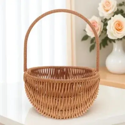 

Mini Easter Basket Rectangular Weaving Storage Holder Handcraft Ornament Party Decor Handle Natural Atmosphere Surprise Gift