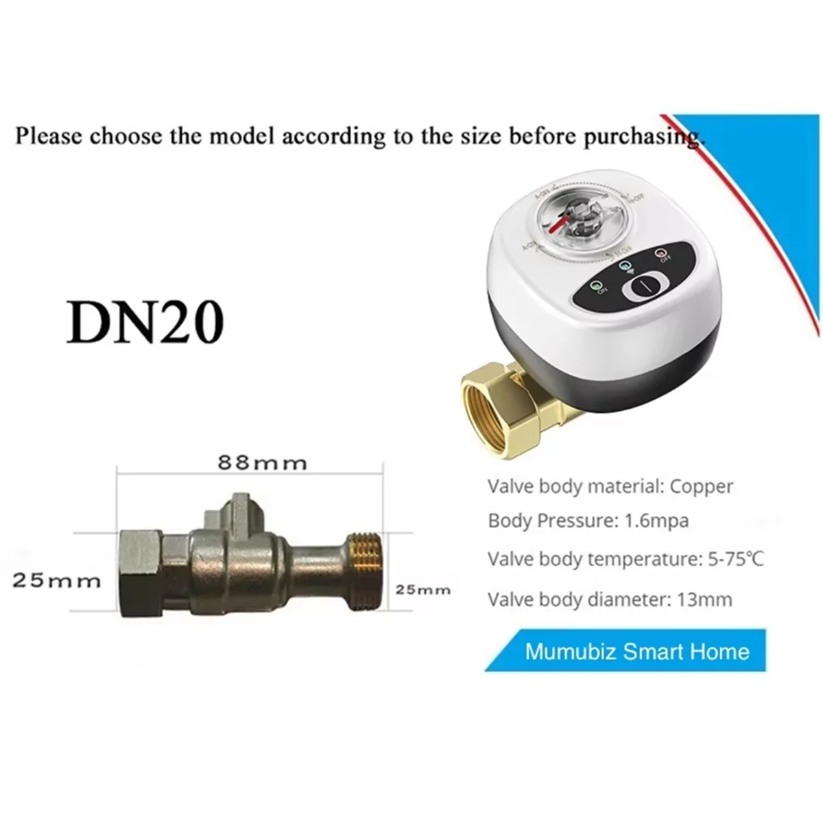 DT81 Zigbee Smart Valve Controller EWelink Ball Valve APP Remote Control IP65 Waterproof Water Valve Works for Alexa, DN20