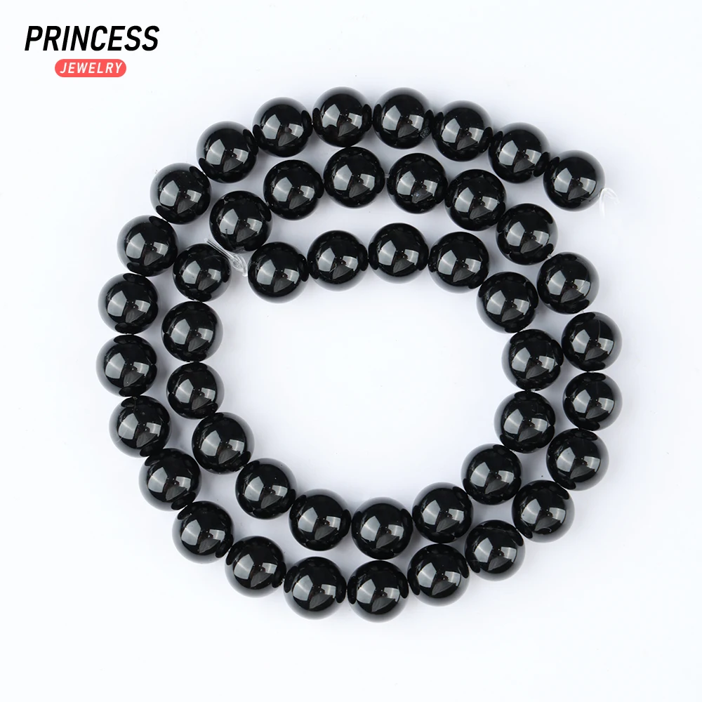 A+ Natural Black Agate 6 8 10 12mm Loose Onyx Beads for Jewelry Making Bracelet Wholesale Crystal Stone Beads DIY Accessories